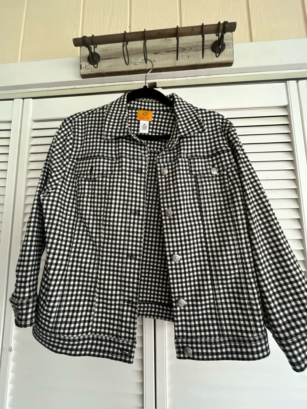 Ruby Rd. Black & White Gingham Jean Jacket